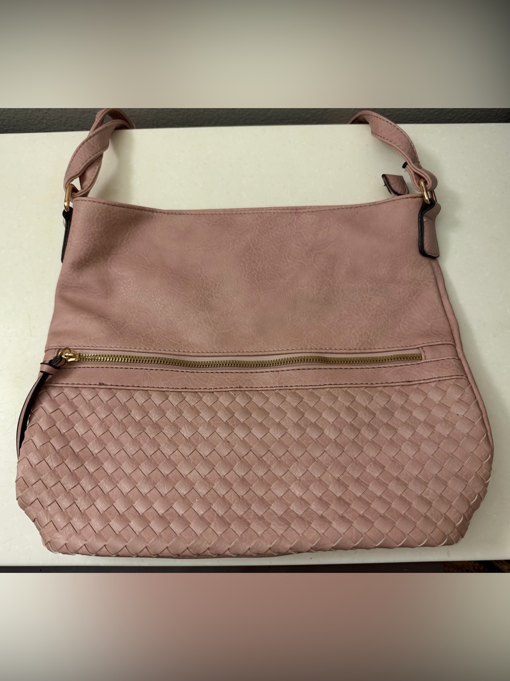 Women's Woven Detail Shoulder Bag - Blush Pink